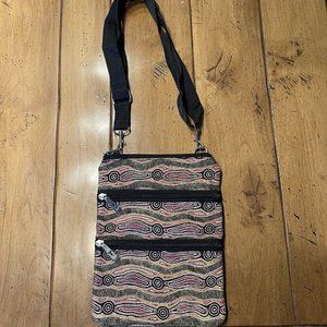 Yijan Australia Aboriginal 3 Zipper Canvas Shoulder Crossbody Bag